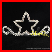 Tiara bonito da princesa do rhinestone da estrela para meninas